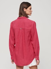 Superdry Hot Pink Casual Linen Boyfriend Shirt - Image 3 of 6