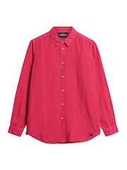 Superdry Hot Pink Casual Linen Boyfriend Shirt - Image 4 of 6