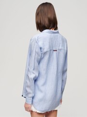Superdry Pale Blue Casual Linen Boyfriend Shirt - Image 2 of 6