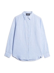 Superdry Pale Blue Casual Linen Boyfriend Shirt - Image 4 of 6