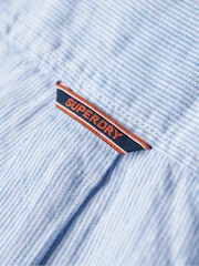 Superdry Pale Blue Casual Linen Boyfriend Shirt - Image 5 of 6