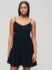 أزرق - Superdry 100% Cotton Mini Cami Breach Dress - صورة 1 من 6