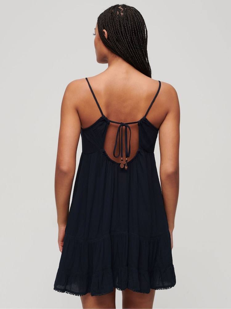أزرق - Superdry 100% Cotton Mini Cami Breach Dress - صورة 2 من 6