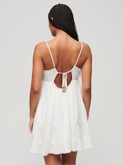 أبيض - Superdry 100% Cotton Mini Cami Breach Dress - صورة 2 من 6