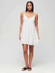 أبيض - Superdry 100% Cotton Mini Cami Breach Dress - صورة 3 من 6