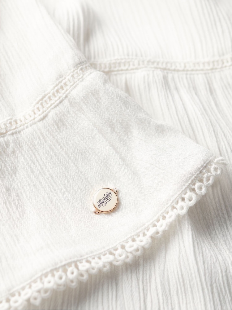 أبيض - Superdry 100% Cotton Mini Cami Breach Dress - صورة 6 من 6
