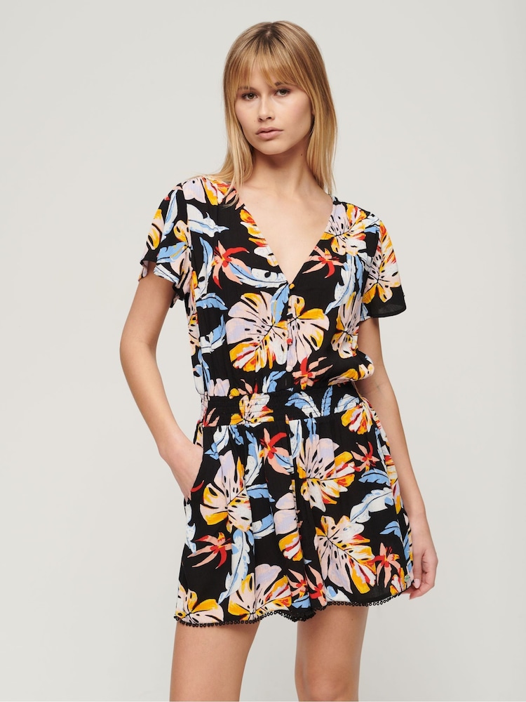 Superdry Orange Shorts Sleeve Beach Playsuit - Image 1 of 6