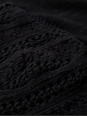 Superdry Black 100% Cotton Jersey Lace Mini Dress - Image 5 of 5