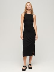 Schwarz - Superdry Midi-Jersey-Passform-Kleid - Bild 1 von 6