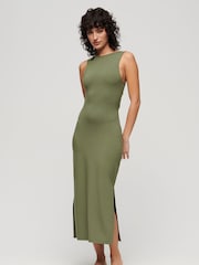 Grün - Superdry Midi-Jersey-Passform-Kleid - Bild 1 von 5