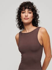 Braun - Superdry Midi-Jersey-Passform-Kleid - Bild 3 von 7