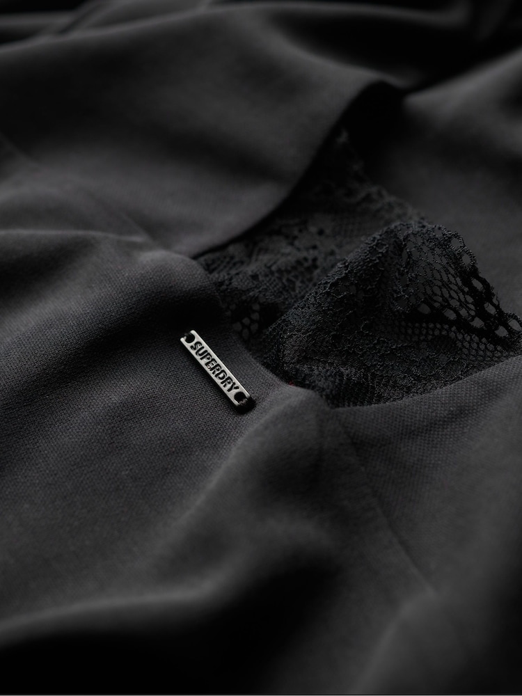 Superdry Black Jersey Lace Back Midi Dress - Image 6 of 6 Superdry Black Jersey Lace Back Midi Dress - Image 6 of 6