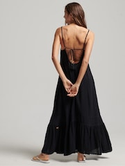 Superdry Black 100% Cotton Maxi Beach Cami Dress - Image 2 of 6