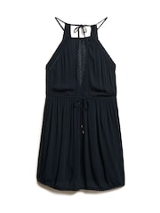 Superdry Blue 100% Cotton Ibiza Halter Neck Mini Dress - Image 5 of 6