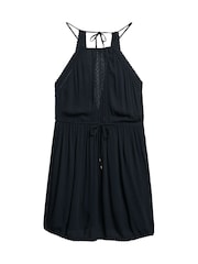 Superdry Blue 100% Cotton Ibiza Halter Neck Mini Dress - Image 8 of 8
