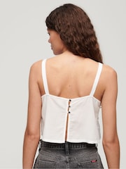 Superdry White Ibiza Embroidered 100% Cotton Cami Top - Image 2 of 4