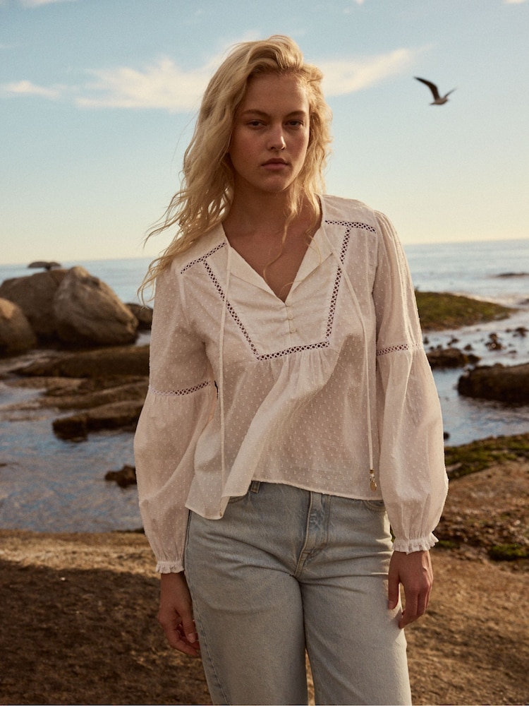 Superdry White Ibiza Long Sleeved Beach Blouse - Image 1 of 6