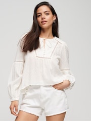 Superdry White Ibiza Long Sleeved Beach Blouse - Image 4 of 6