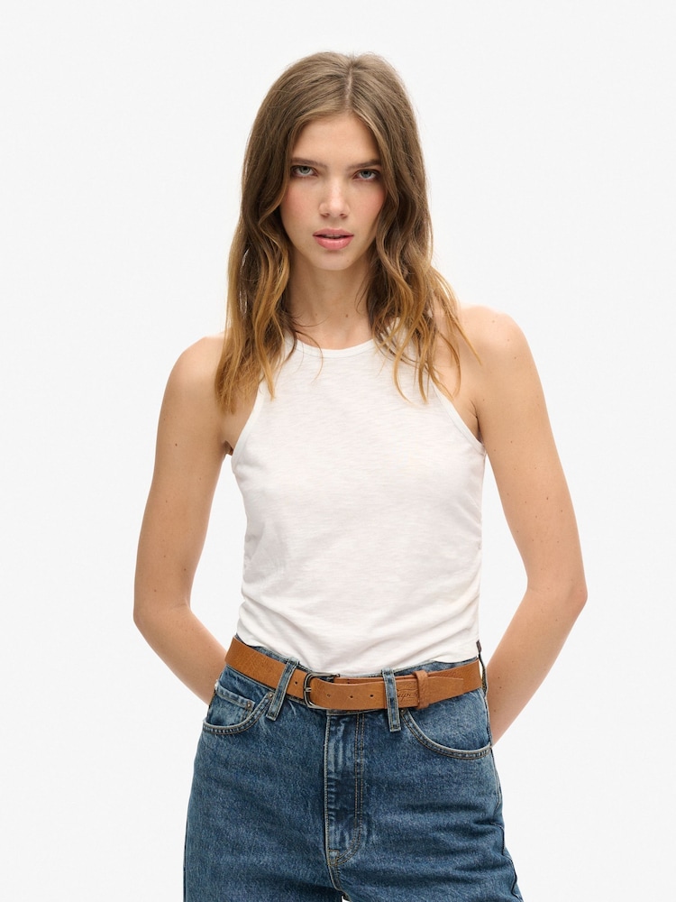 Superdry White Ruched Tank Top - Image 1 of 5