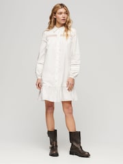Superdry White Lace Mix Shirt Dress - Image 2 of 9