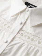 Superdry White Lace Mix Shirt Dress - Image 4 of 9