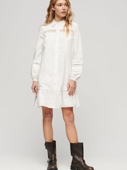 Superdry White Lace Mix Shirt Dress - Image 6 of 9