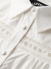 Superdry White Lace Mix Shirt Dress - Image 8 of 9
