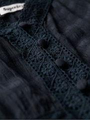 Superdry Blue 100% Cotton Alana Lace Trim Cami Dress - Image 5 of 6