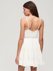 Superdry White 100% Cotton Alana Lace Trim Cami Dress - Image 2 of 4