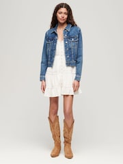 Superdry White 100% Cotton Alana Lace Trim Cami Dress - Image 3 of 4