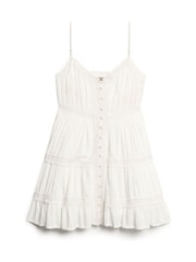 Superdry White 100% Cotton Alana Lace Trim Cami Dress - Image 4 of 4