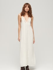 Superdry White Ibiza 100% Cotton Cami Maxi Dress - Image 1 of 6