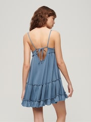 Superdry Blue 100% Cotton Jersey Tiered Cami Mini Dress - Image 2 of 5