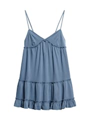 Superdry Blue 100% Cotton Jersey Tiered Cami Mini Dress - Image 3 of 5