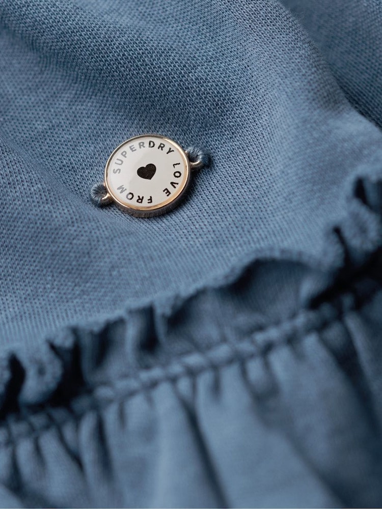 Superdry Blue 100% Cotton Jersey Tiered Cami Mini Dress - Image 5 of 5