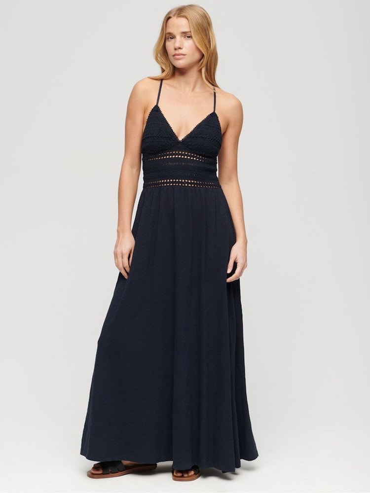 Superdry 100% Cotton Jersey Lace Maxi Dress - Изображение 1 из 6