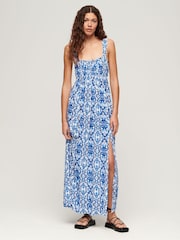 Blau - Superdry Maxikleid mit Bindeband - Bild 1 von 1