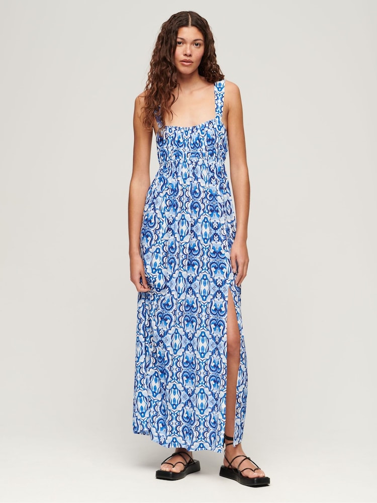 Blau - Superdry Maxikleid mit Bindeband - Bild 1 von 1