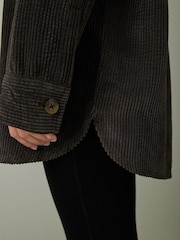 Charcoal Grey Corduroy Lightweight Shacket - Image 2 of 3