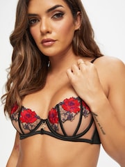 Ann Summers Black Caged Rose Non Padded Balcony Bra - Image 5 of 6
