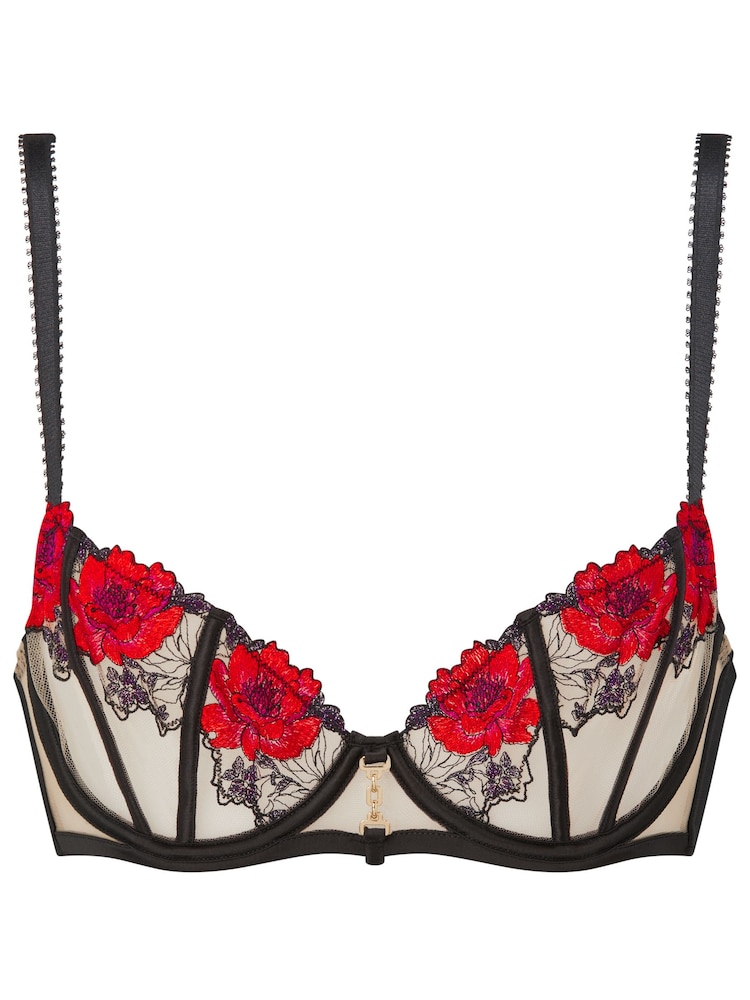 Ann Summers Black Caged Rose Non Padded Balcony Bra - Image 6 of 6