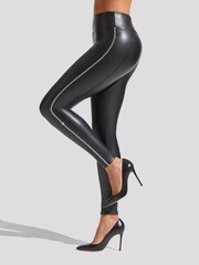 Ann Summers Black Diamanté Side Seam PU Lucille Leggings - Image 3 of 3