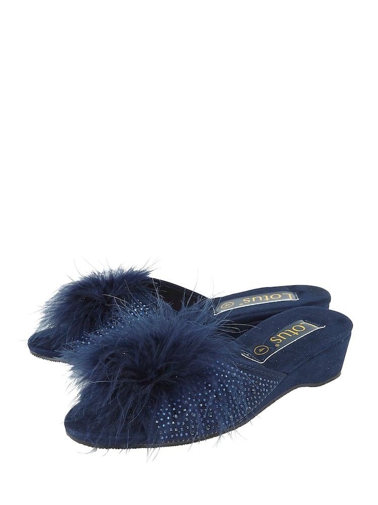 Lotus Blue Mule Wedge Slippers - Image 2 of 4