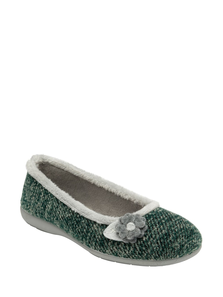 Lotus Green Textile Ballerina Slippers - Image 1 of 1