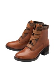 Lotus Black Leopard-Print Leather Ankle Boots - Image 2 of 4