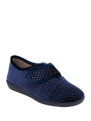 Lotus Blue Velour Shoe Slippers - Image 1 of 4