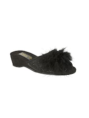 Lotus Black Mule Wedge Slippers - Image 1 of 4