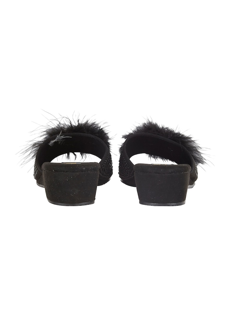 Lotus Black Mule Wedge Slippers - Image 3 of 4