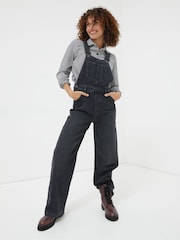 FatFace Black Tetbury Wide Leg Dungarees - Image 1 of 5