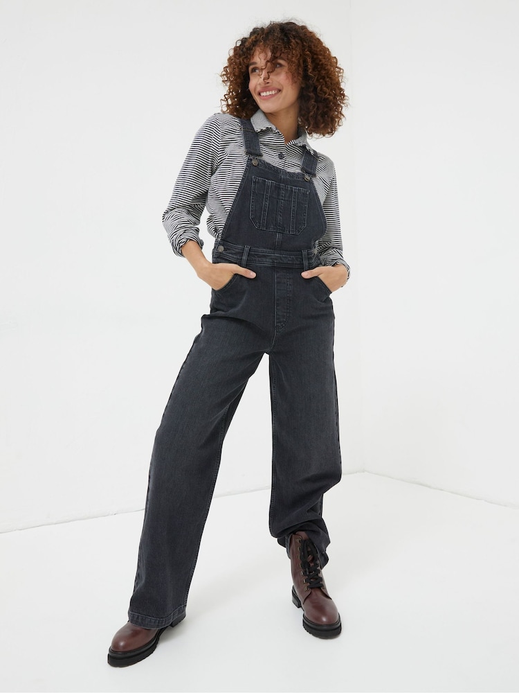 FatFace Black Tetbury Wide Leg Dungarees - Image 1 of 5